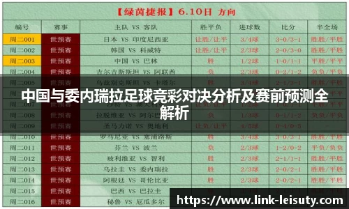 中国与委内瑞拉足球竞彩对决分析及赛前预测全解析